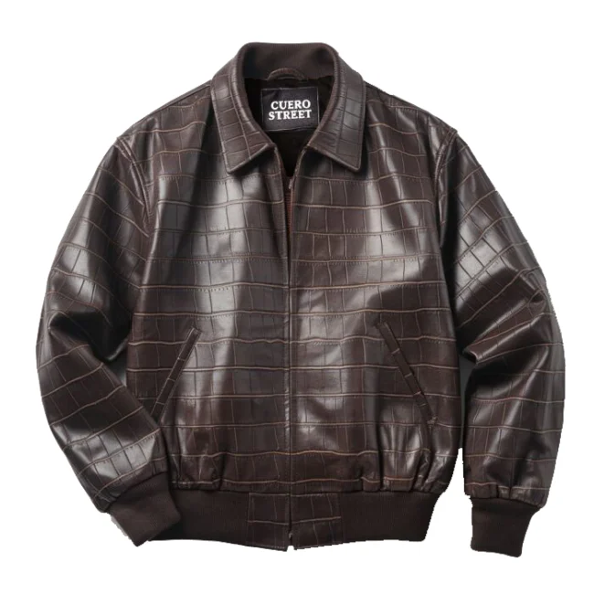 ジャケット・アウター PellePelle 90s Croc Suede Leather Coat Pelle Pelle Mens Signature Crocodile Skin Brown Leather